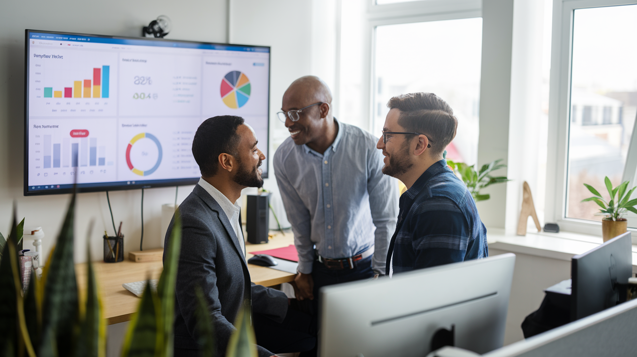 The DisplayNetworkPro strategy team reviewing campaign performance